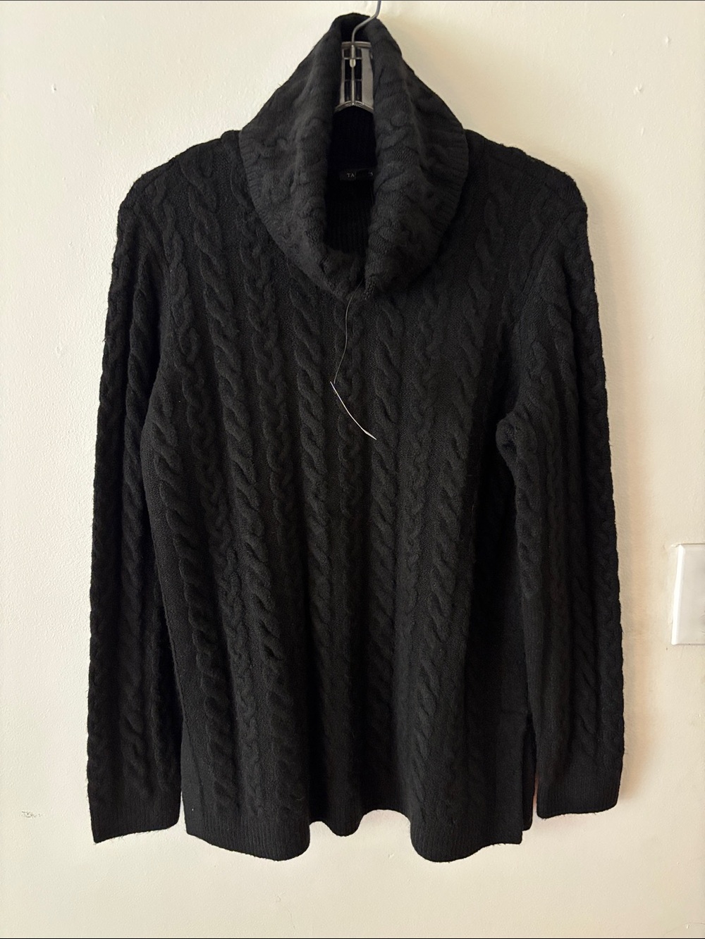 Talbots black cable knit turtleneck long sleeve cozy fall sweater size XS new